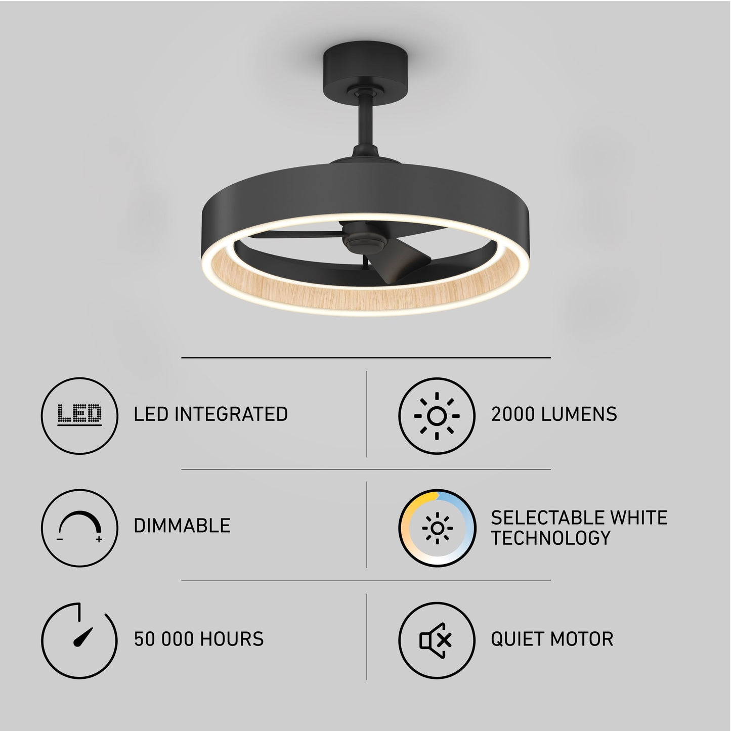 Alton 24 in. LED modern ceiling fan 3 speeds - with remote