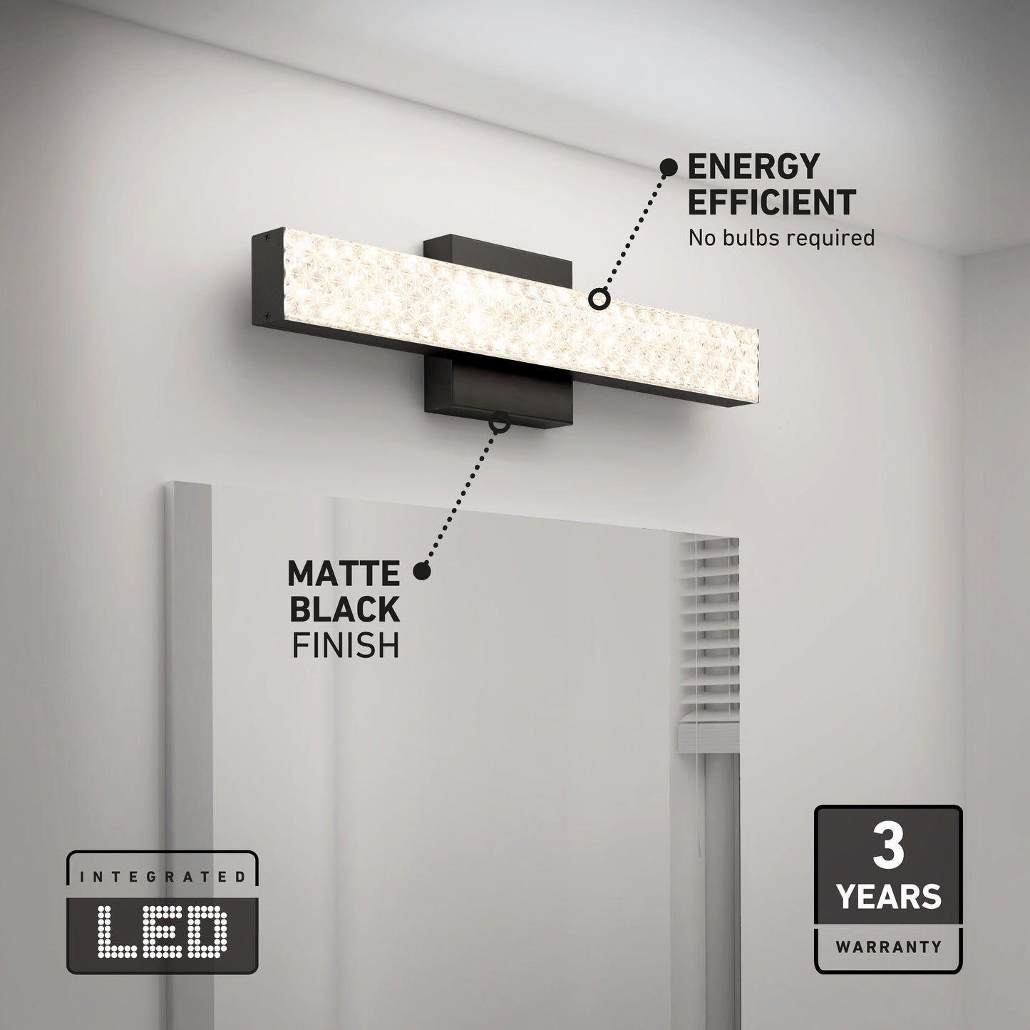 Adeline 18-in (46 cm) Integrated LED 3-CCT Vanity Light Bar for Bathroom