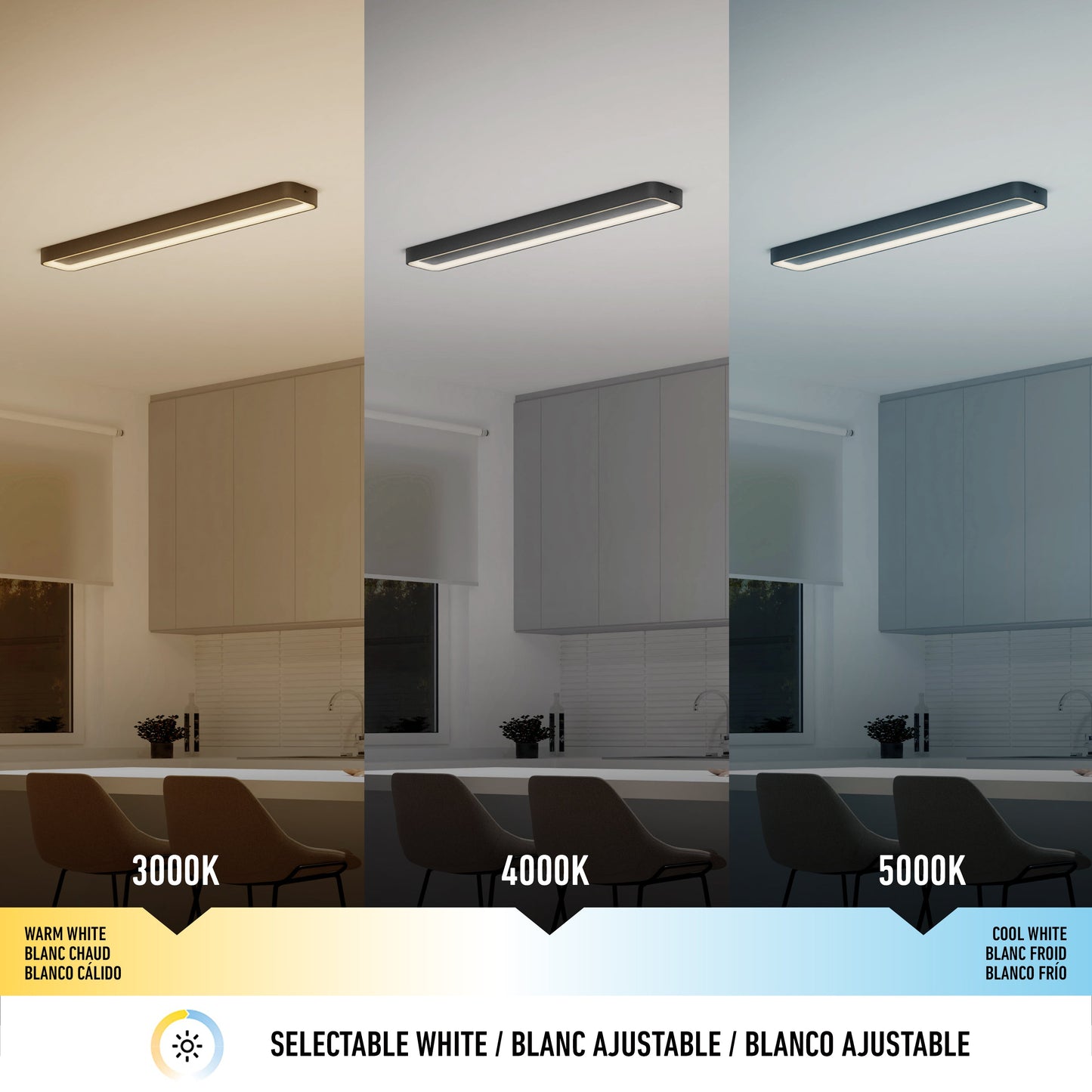 Aiden 48 in. LED modern flush mount light 5 CCT
