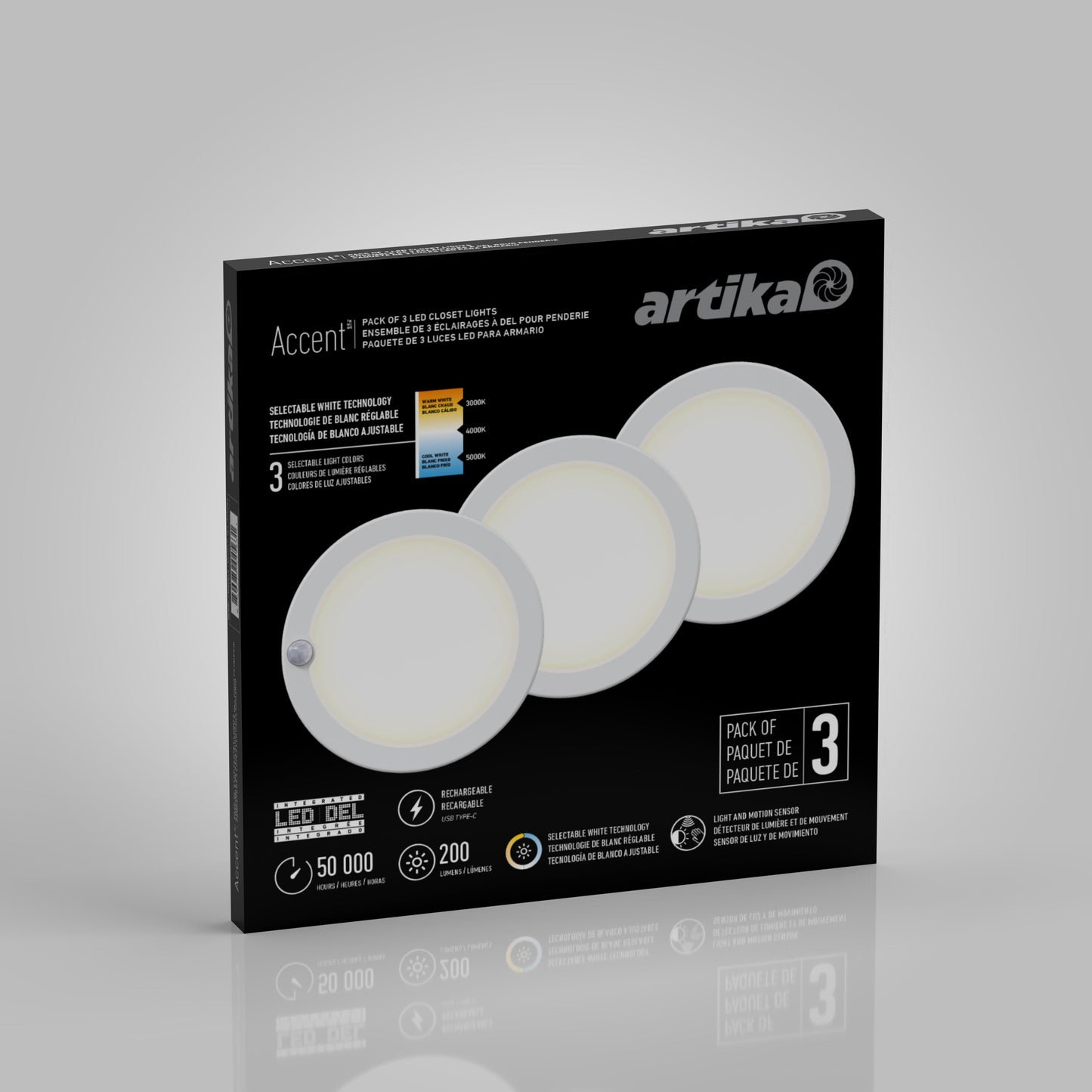 Accent under cabinet LED light 3CCT - pack of 3