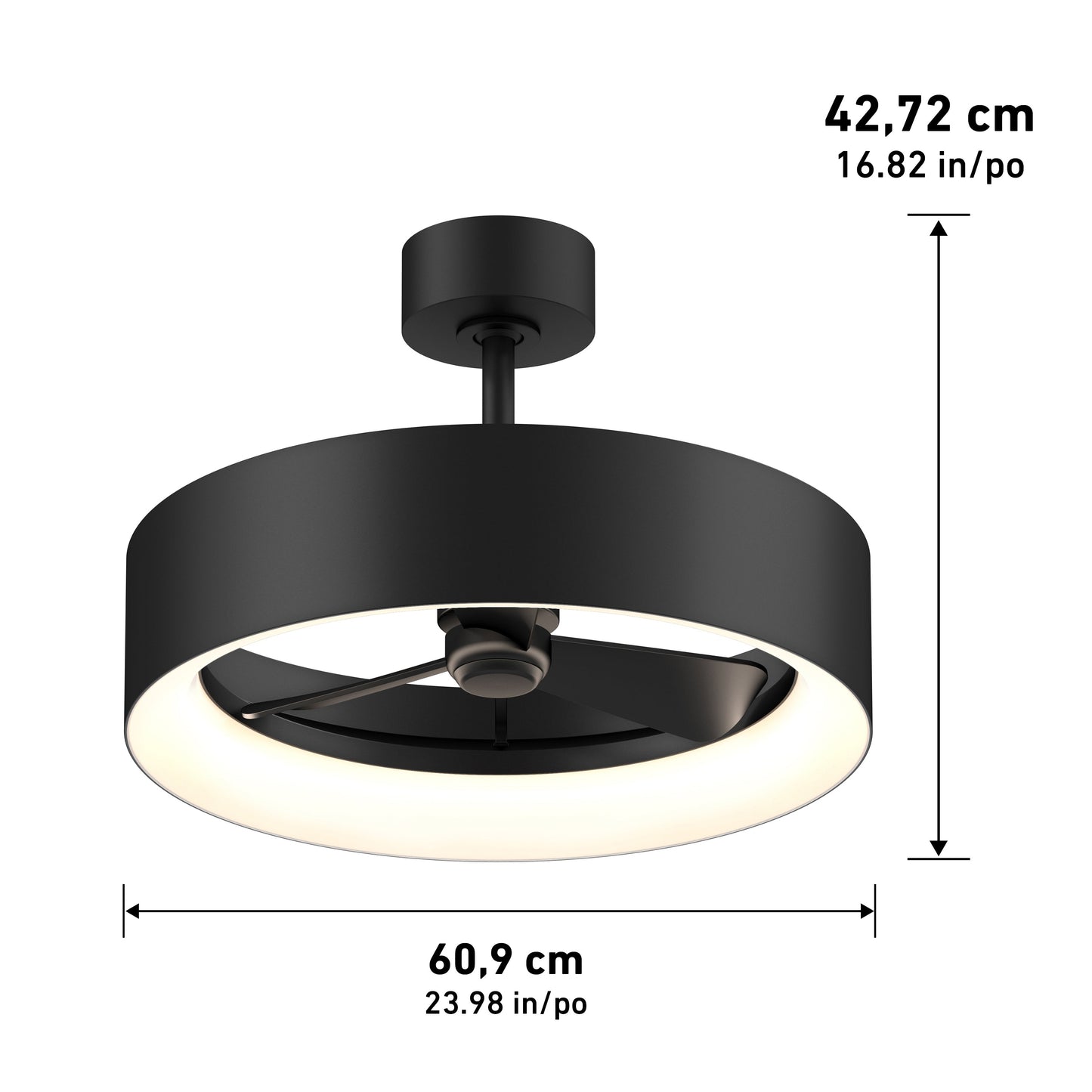 Aiden 24 in. LED modern ceiling fan 3 speeds - with remote