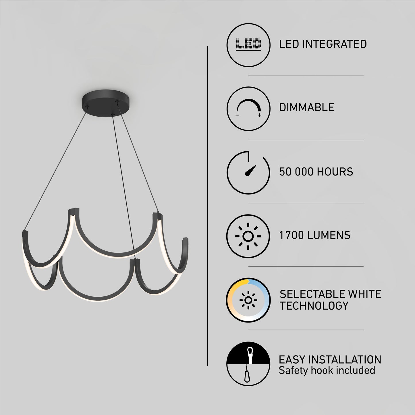 Adelia LED pendant light 5 CCT