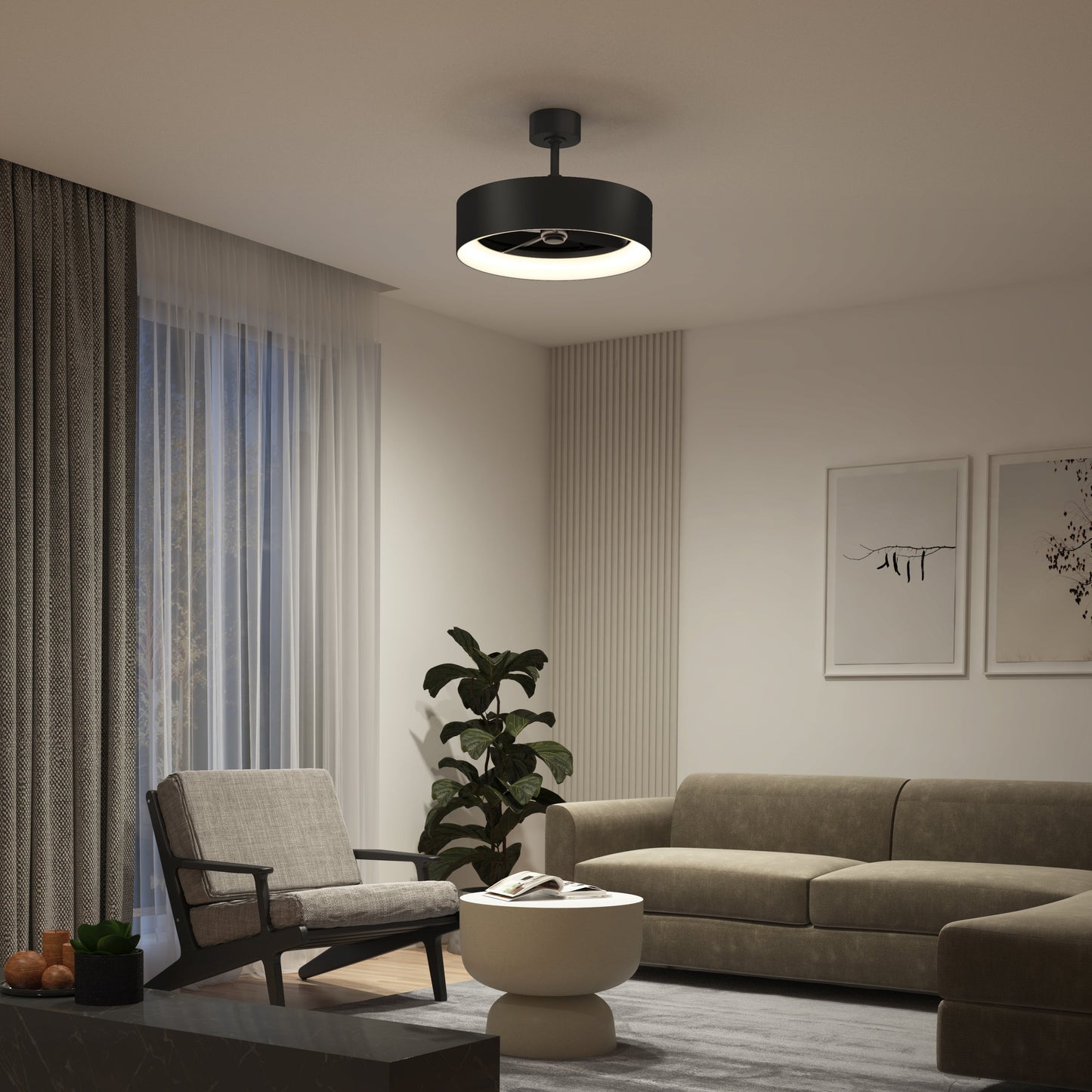 Aiden 24 in. LED modern ceiling fan 3 speeds - with remote