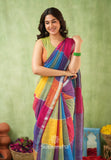 Dhiyona SS Color Block Linen Cotton Saree – Modern Classic