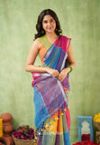 Dhiyona SS Color Block Linen Cotton Saree – Modern Classic