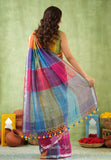 Dhiyona SS Color Block Linen Cotton Saree – Modern Classic