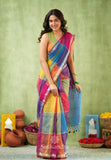 Dhiyona SS Color Block Linen Cotton Saree – Modern Classic