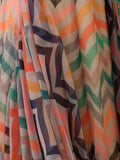 Dhiyona ST 2 Pc SET - Crayon Chevron Chiffon Skirt Saree with Pallu and Black Sequin Blouse