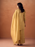 Dhiyona FL Women Mustard Yellow Tissue Blend Hand Embroidered Kurta Set with Dupatta