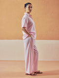 Dhiyona FL Women’s Light Pink Linen Blend Loose Relaxed Fit Co Ord Set