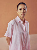 Dhiyona FL Women’s Light Pink Linen Blend Loose Relaxed Fit Co Ord Set