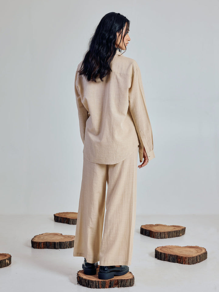 Dhiyona FL Women’s Beige Linen Blend Co ord Set