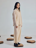 Dhiyona FL Women’s Beige Linen Blend Co ord Set
