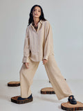 Dhiyona FL Women’s Beige Linen Blend Co ord Set