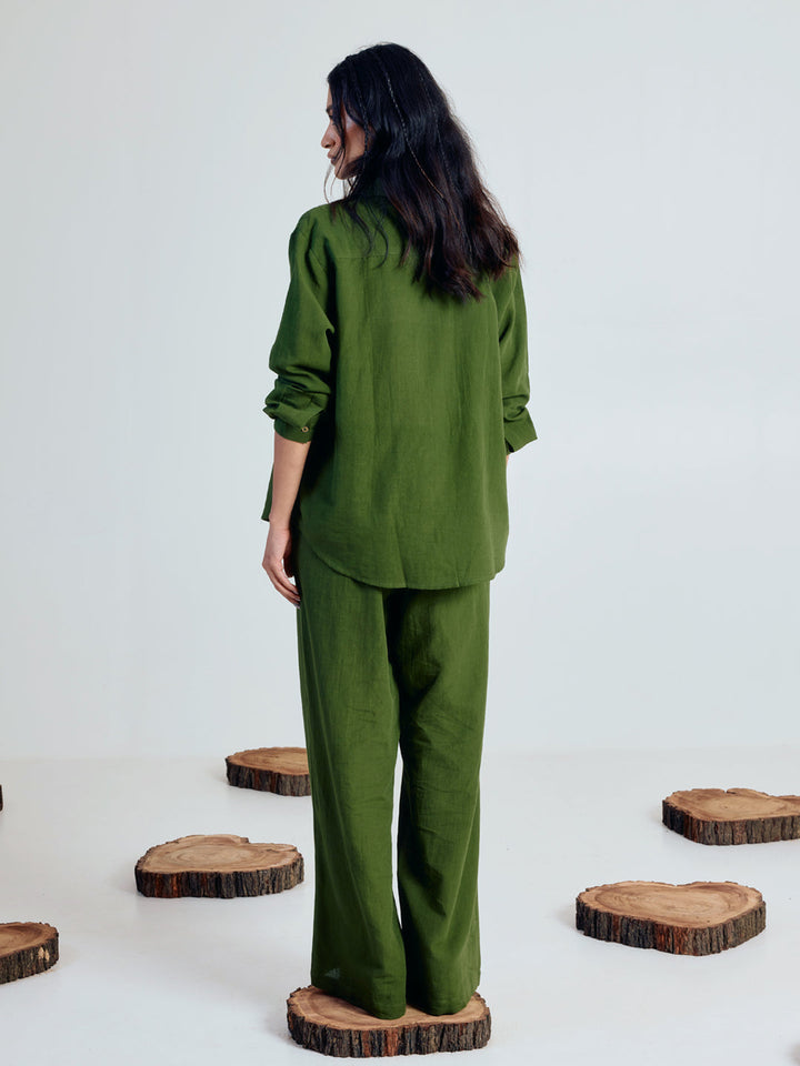 Dhiyona FL Women’s Green Linen Blend Co ord Set
