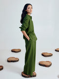 Dhiyona FL Women’s Green Linen Blend Co ord Set