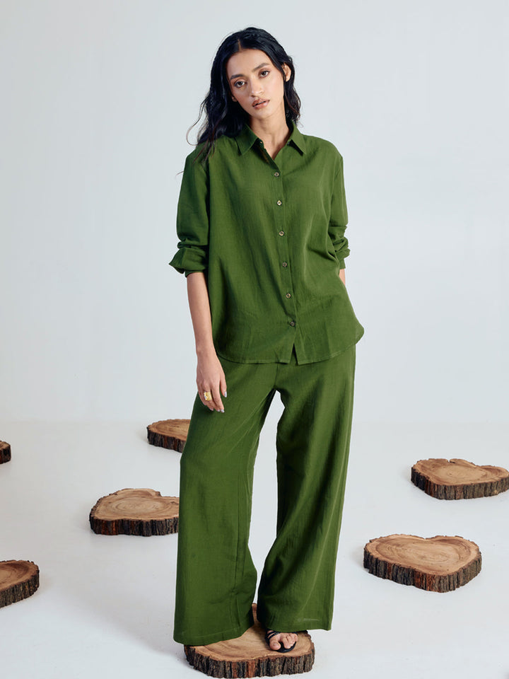 Dhiyona FL Women’s Green Linen Blend Co ord Set