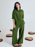 Dhiyona FL Women’s Green Linen Blend Co ord Set