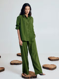 Dhiyona FL Women’s Green Linen Blend Co ord Set