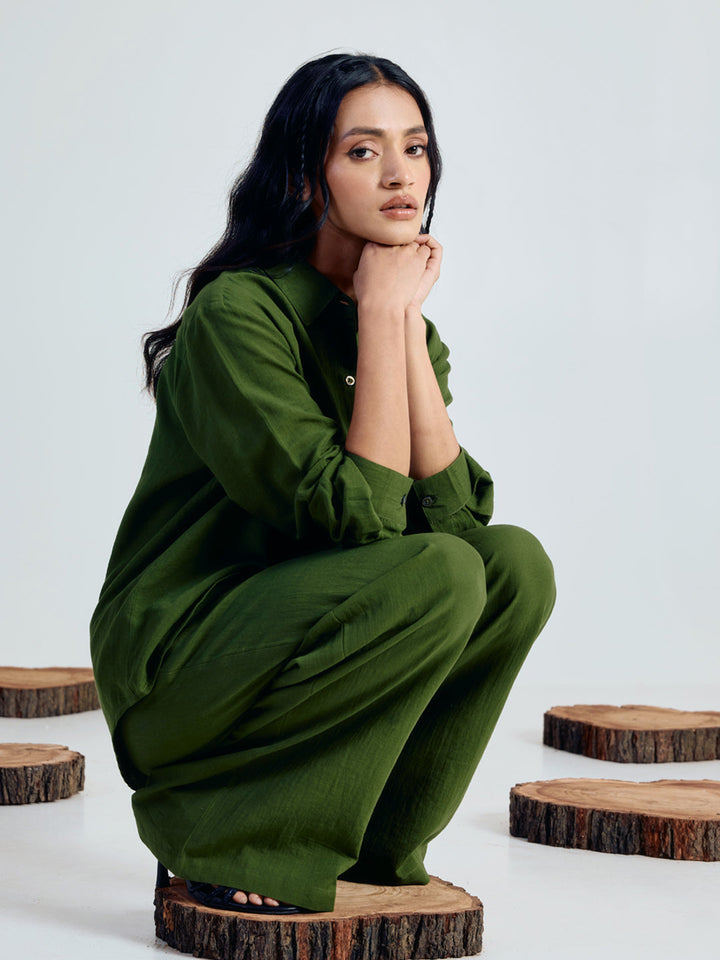 Dhiyona FL Women’s Green Linen Blend Co ord Set