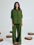 Dhiyona FL Women’s Green Linen Blend Co ord Set