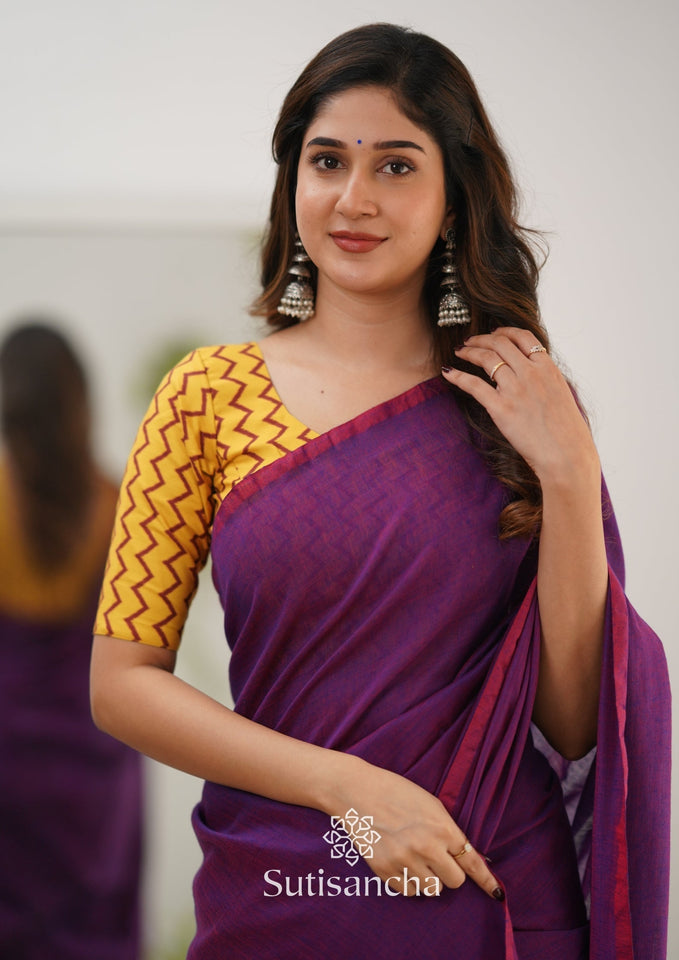 Dhiyona SS Sutisancha Dualtone Purple Handloom Cotton Saree