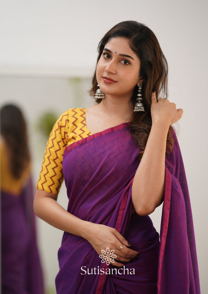 Dhiyona SS Sutisancha Dualtone Purple Handloom Cotton Saree
