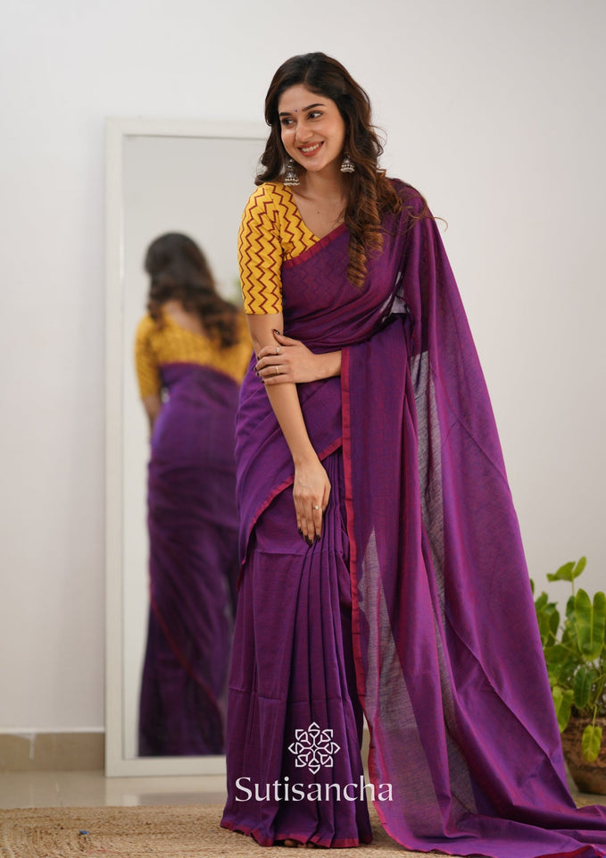 Dhiyona SS Sutisancha Dualtone Purple Handloom Cotton Saree
