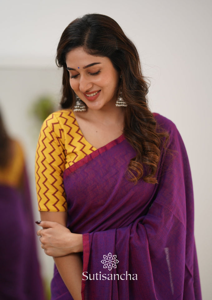 Dhiyona SS Sutisancha Dualtone Purple Handloom Cotton Saree