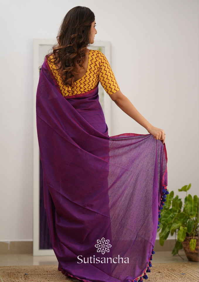 Dhiyona SS Sutisancha Dualtone Purple Handloom Cotton Saree
