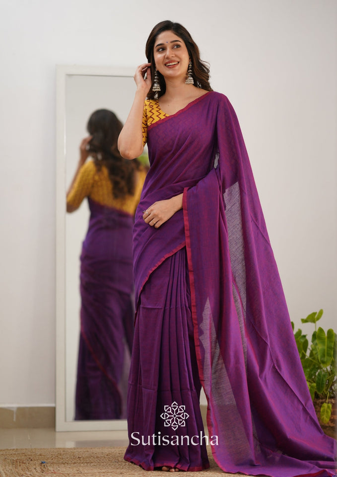 Dhiyona SS Sutisancha Dualtone Purple Handloom Cotton Saree