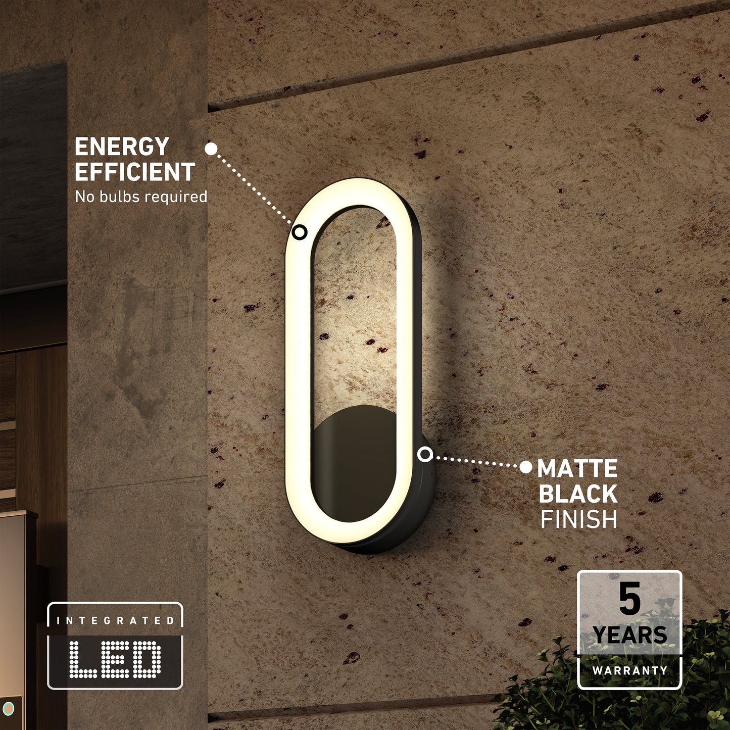Aiden modern LED indoor-outdoor wall light 5 CCT