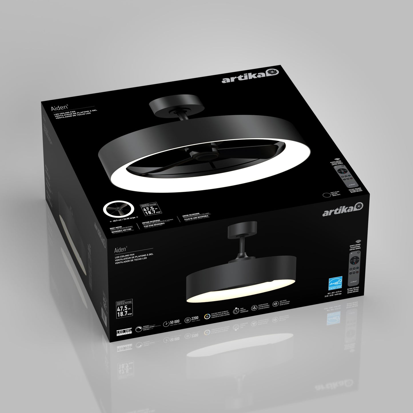 Aiden 24 in. LED modern ceiling fan 3 speeds - with remote