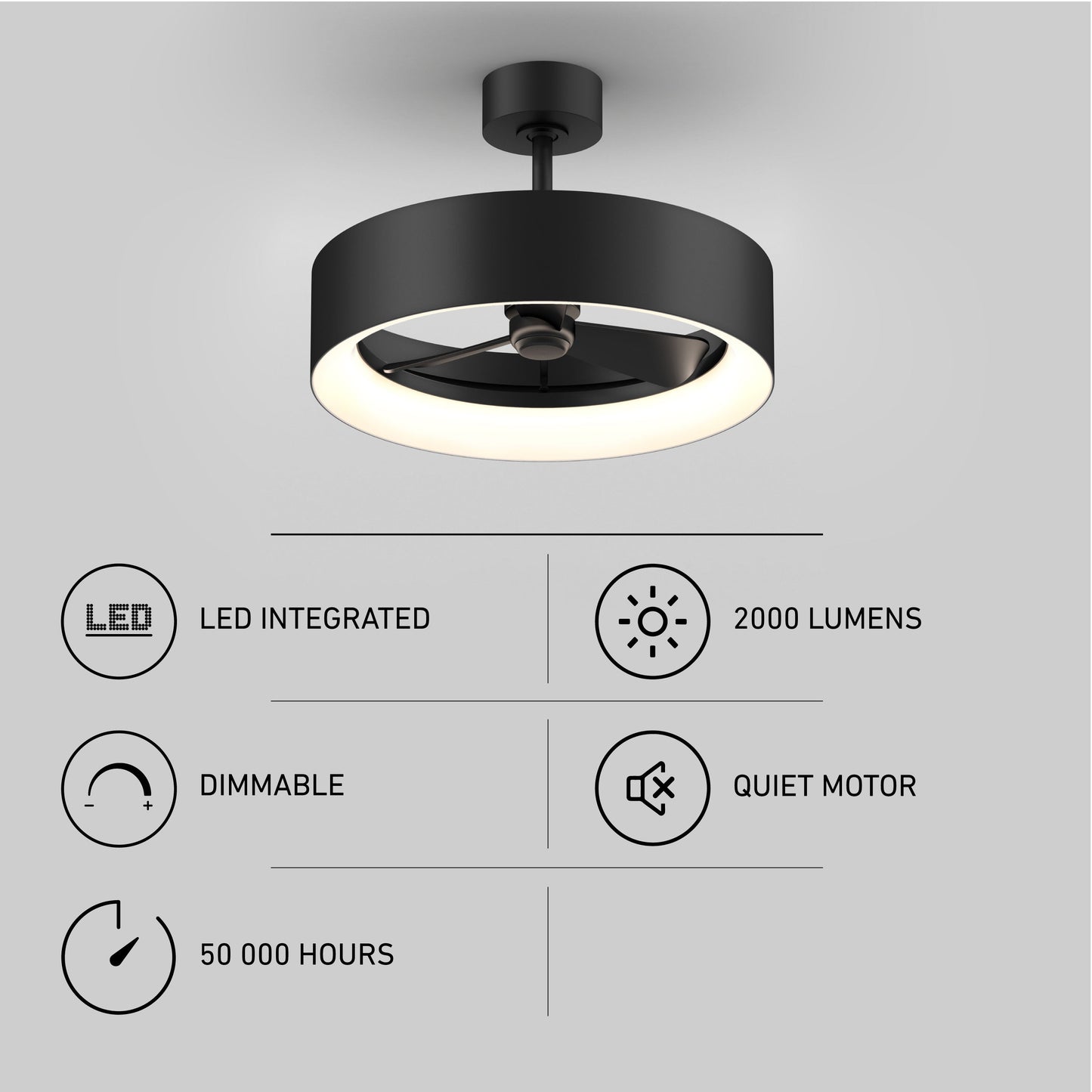Aiden 24 in. LED modern ceiling fan 3 speeds - with remote
