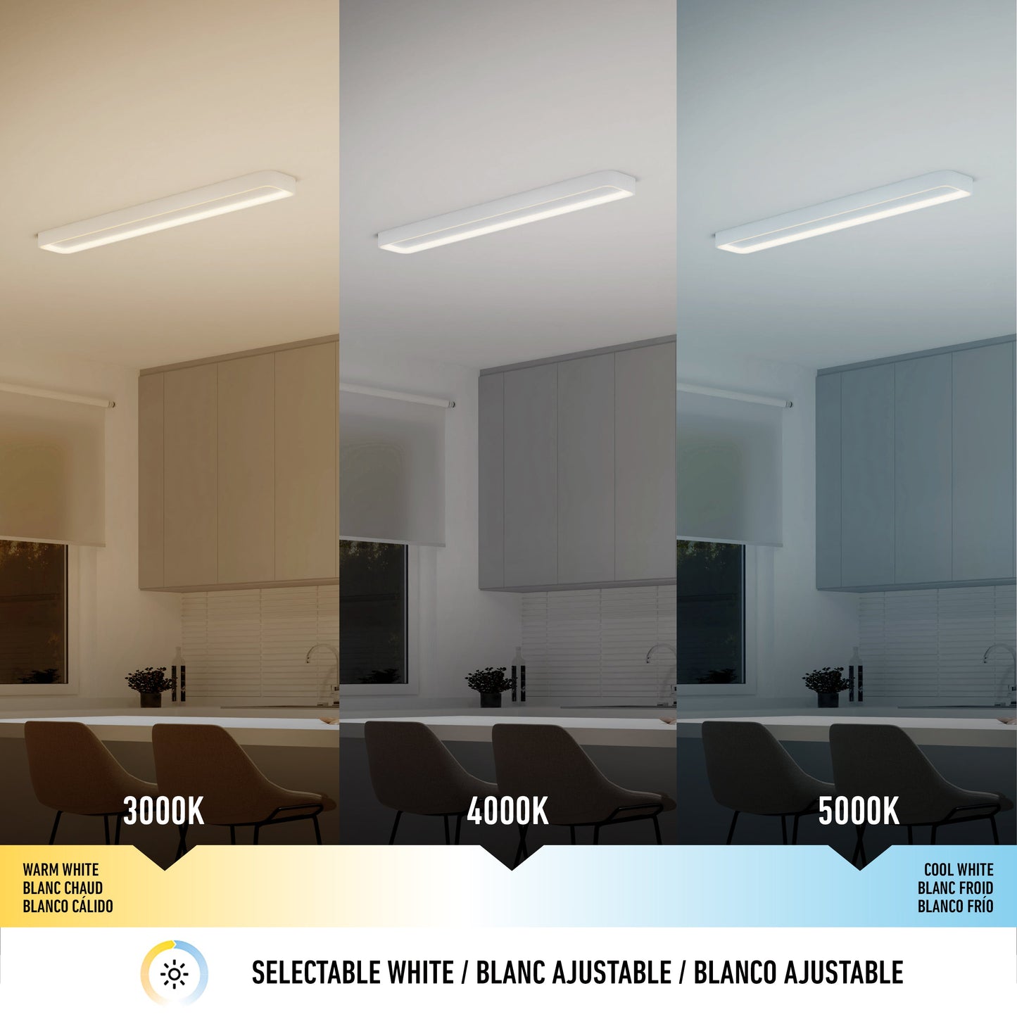 Aiden 48 in. LED modern flush mount light 5 CCT